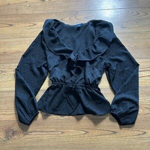 Old Navy Black Ruffled Blouse